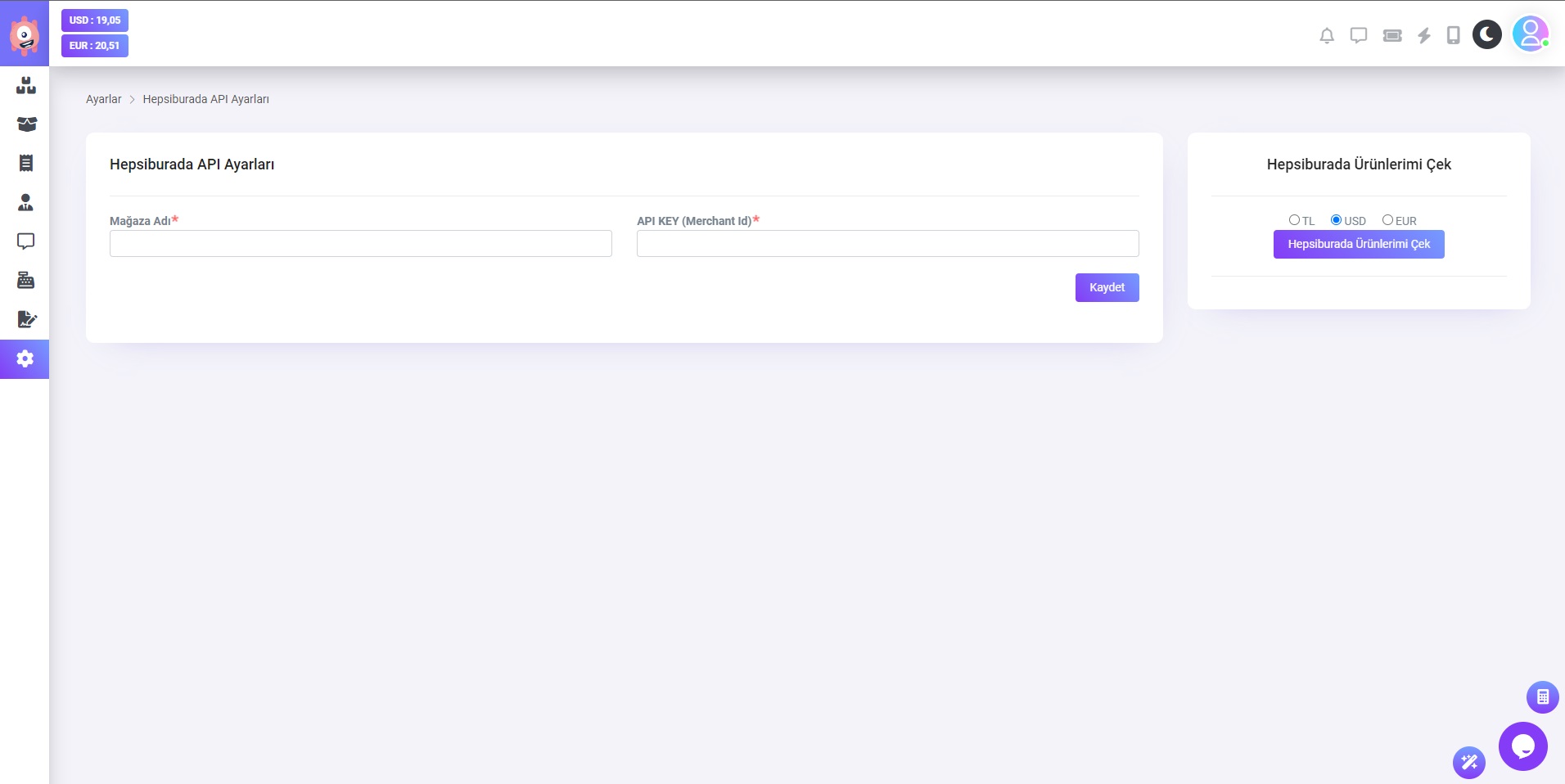 Hepsiburada API Ayarları